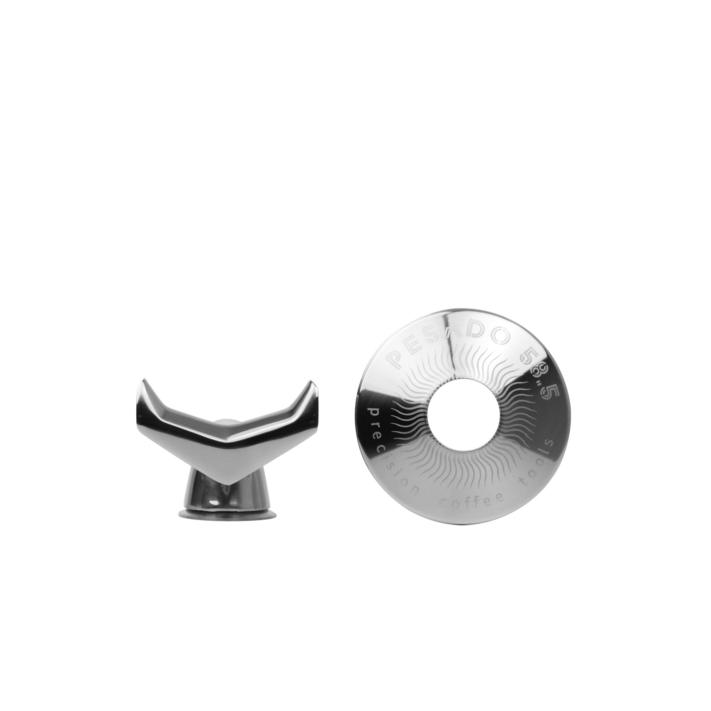 Stainless steel hybrid portafilter head/attachment with dual spouts and handle
