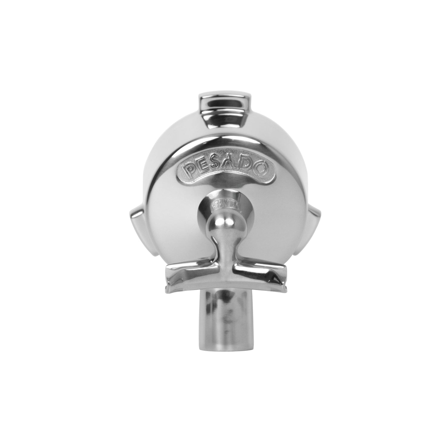 The Pesado Spouted Portafilter Head in use, delivering a consistent and flavorful espresso shot
