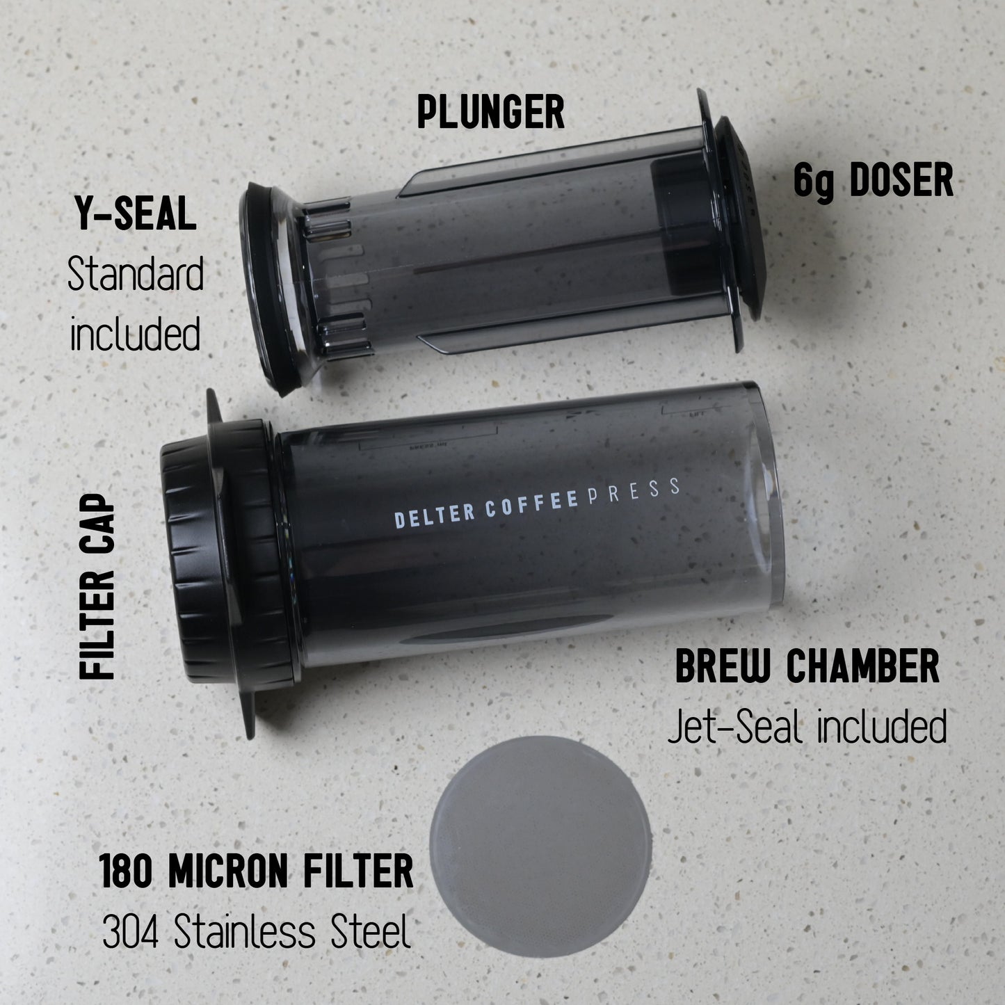 Delter Coffee Press with a double-wall glass cup, ideal for serving
