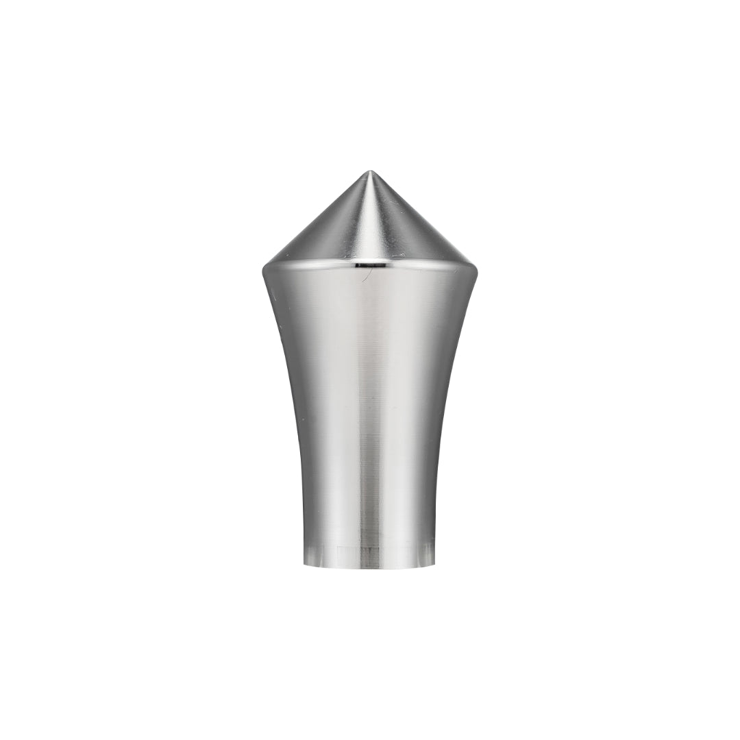 Close-up of silver metallic leva ends with intricate detailing and craftsmanship