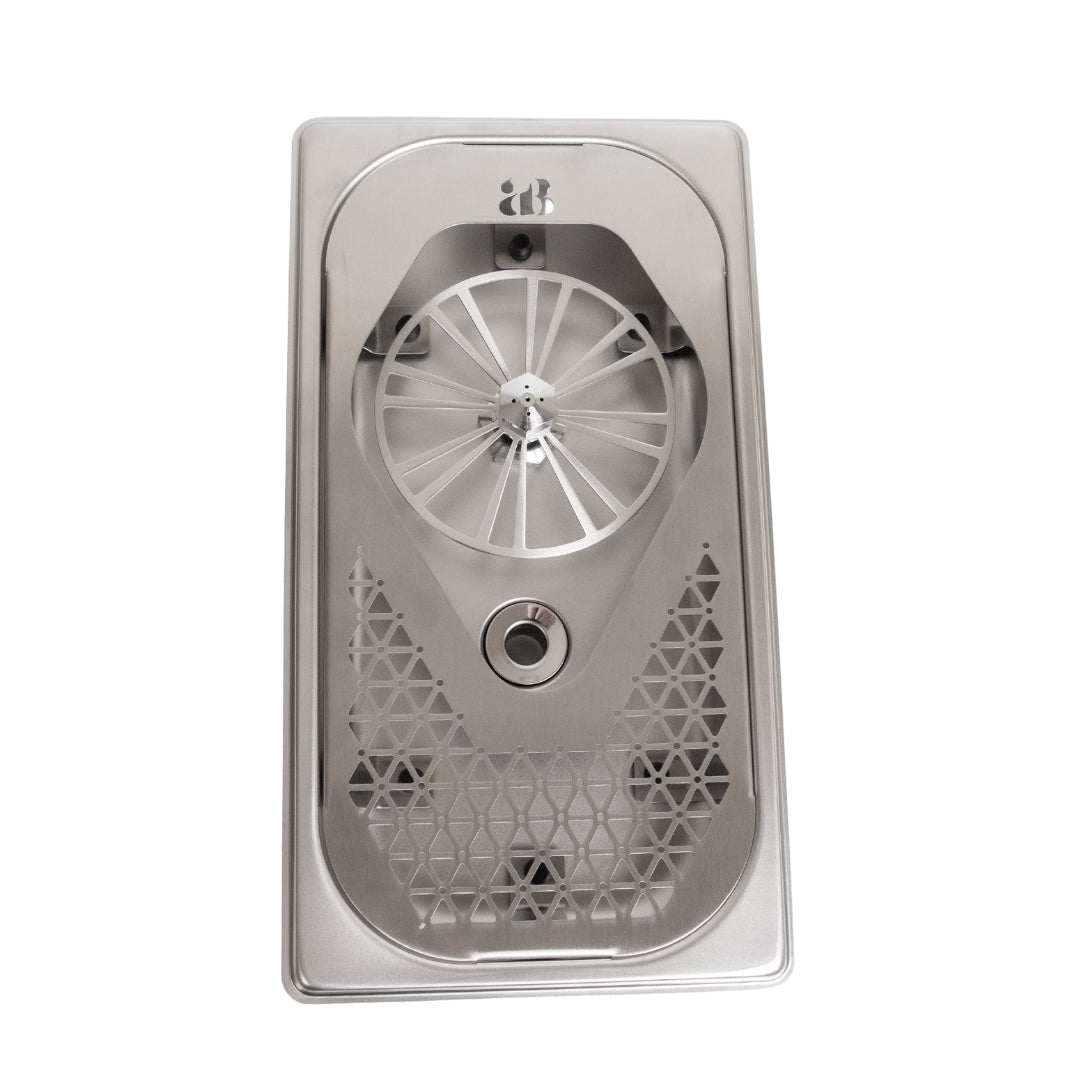 The Artisan Barista Jug Rinser - Stainless Steel Edition, perfect for cleaning coffee jugs and pitchers in a professional cafe setting