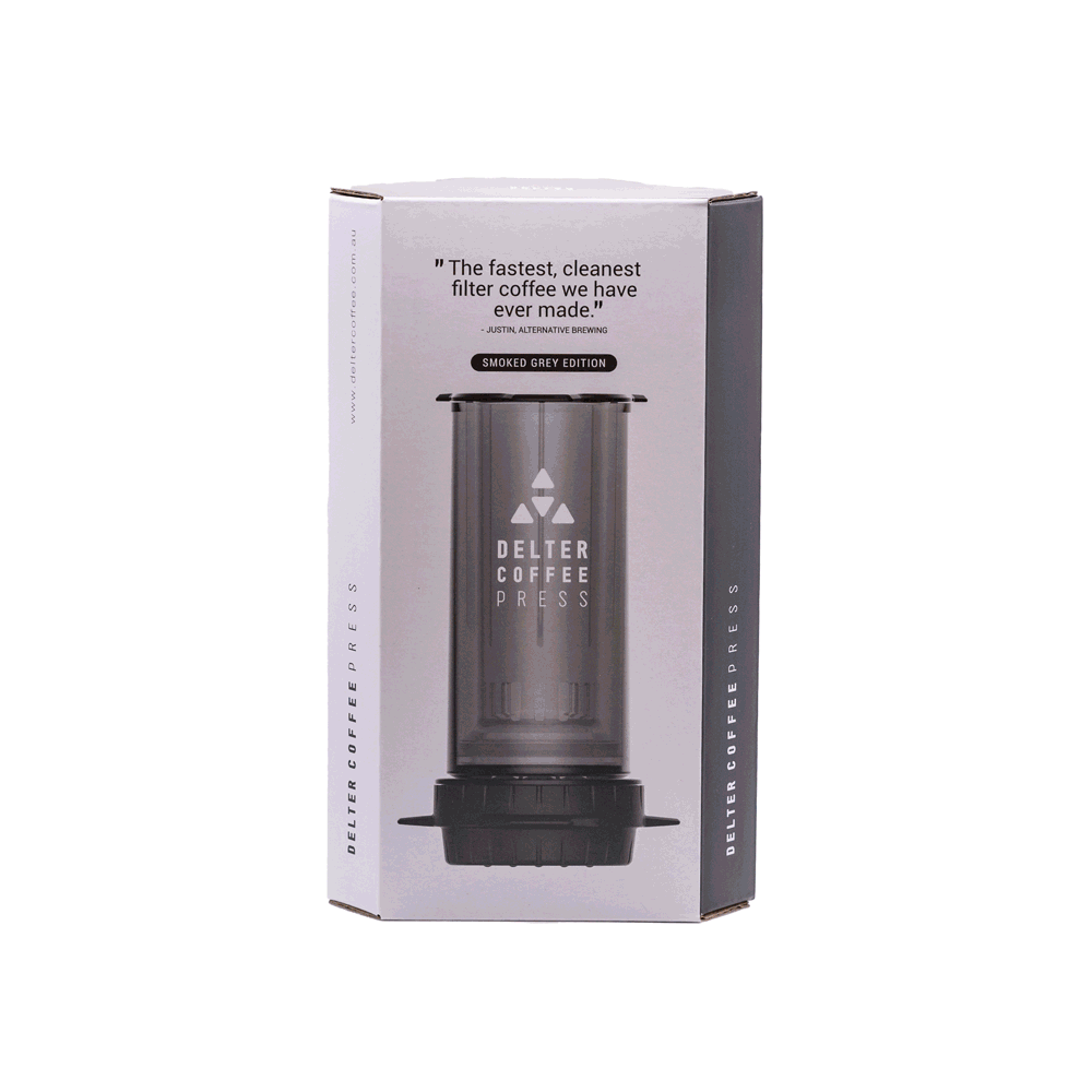 Delter Coffee Press with a digital timer, showcasing its precise brewing process