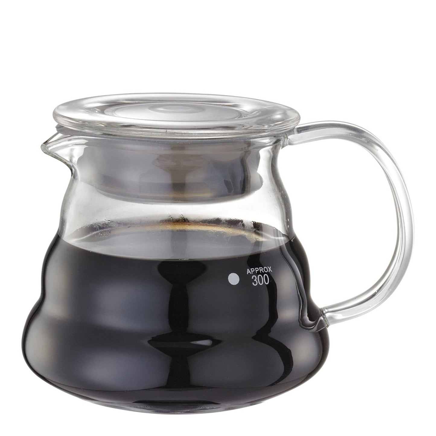 Stainless steel round coffee server with glass pot and handle