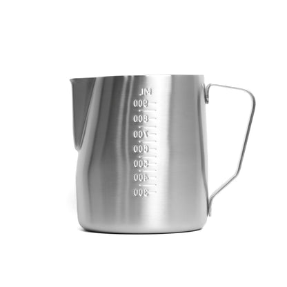 Stainless steel 1L milk jug with curved spout for latte art