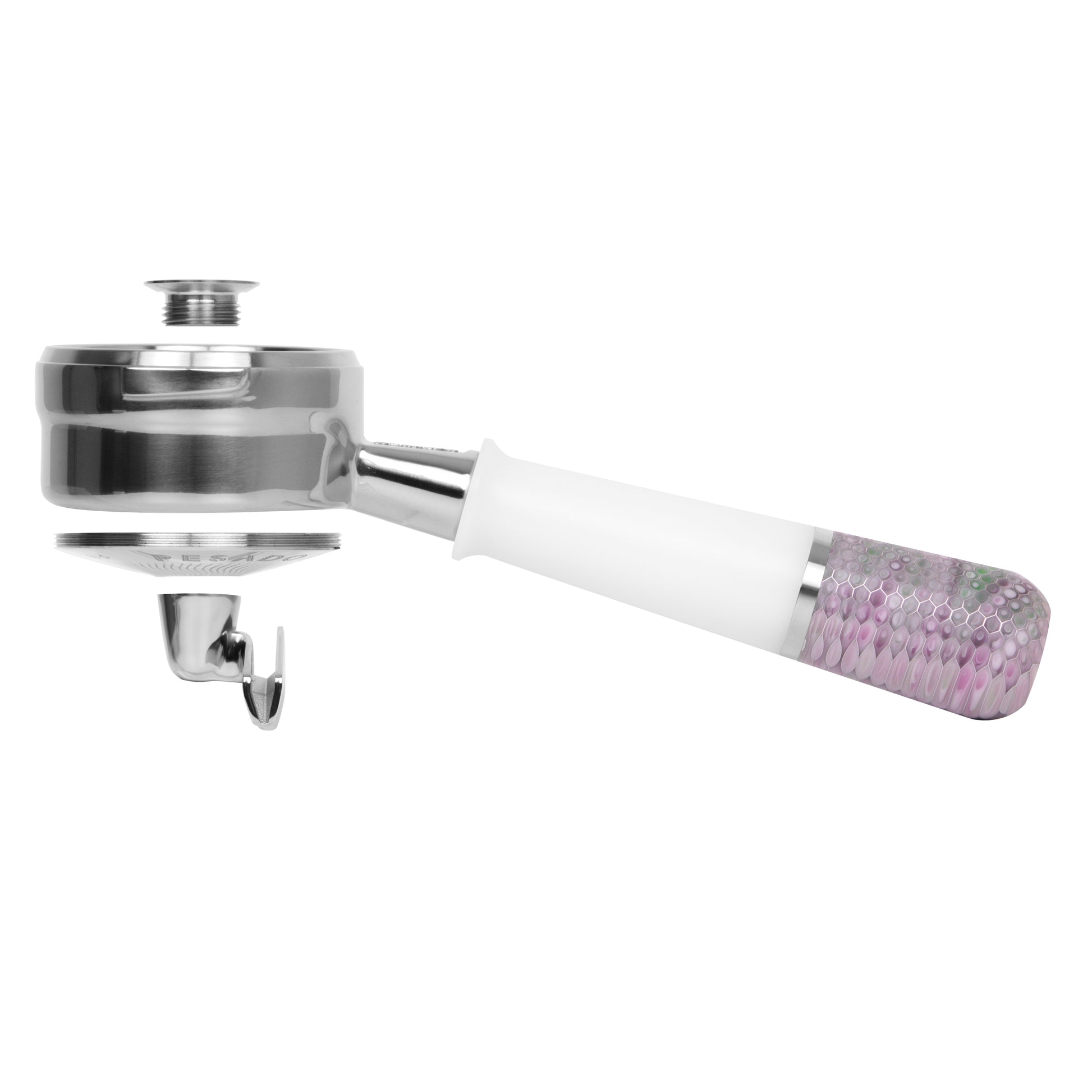 Stainless steel Pesado Hybrid Breville 54/58 Portafilter designed for professional espresso machines