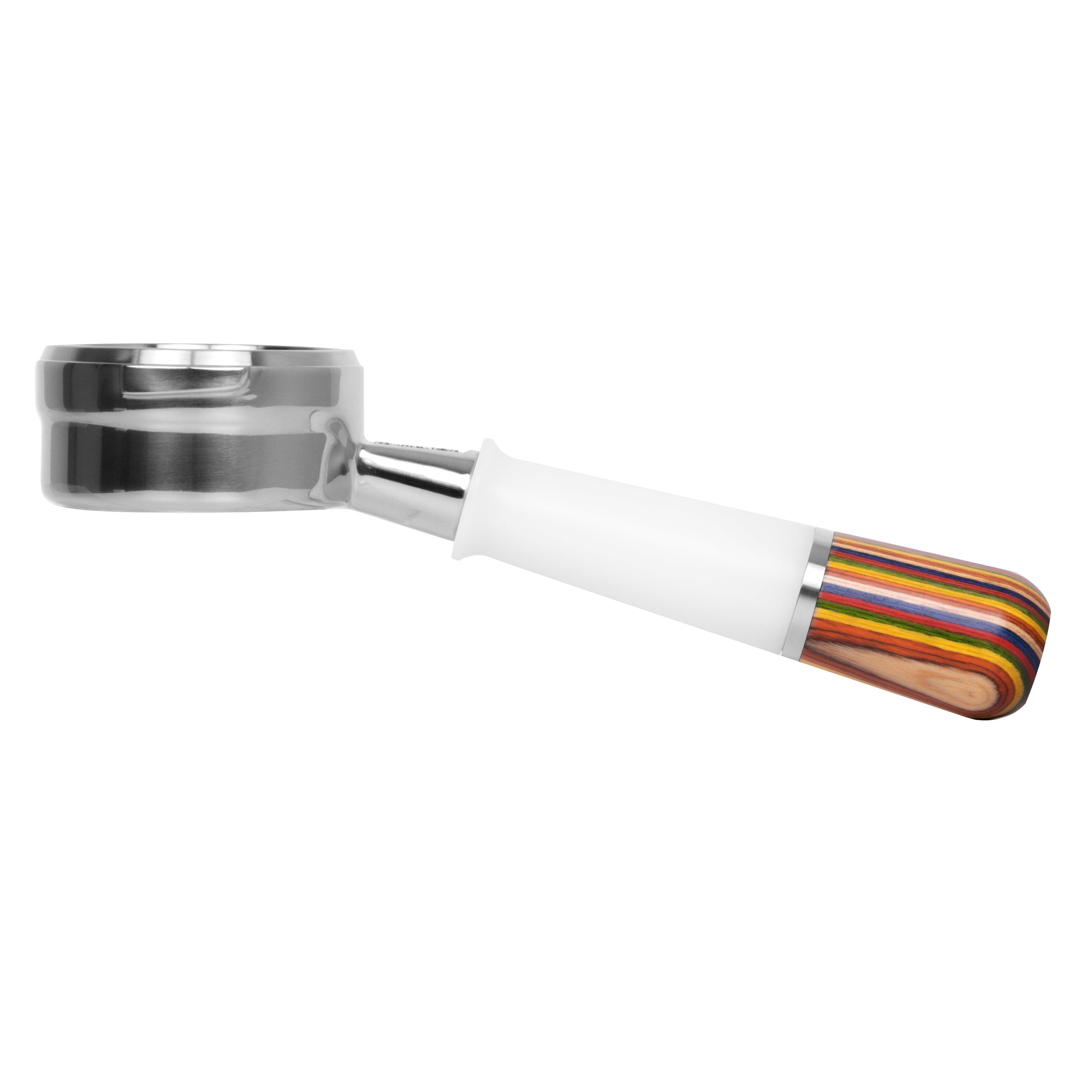 Stainless steel naked portafilter with black handle for espresso machine