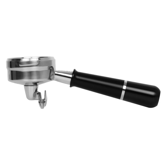 Black and black Pesado Spouted Portafilter - a durable and stylish coffee accessory for espresso machines