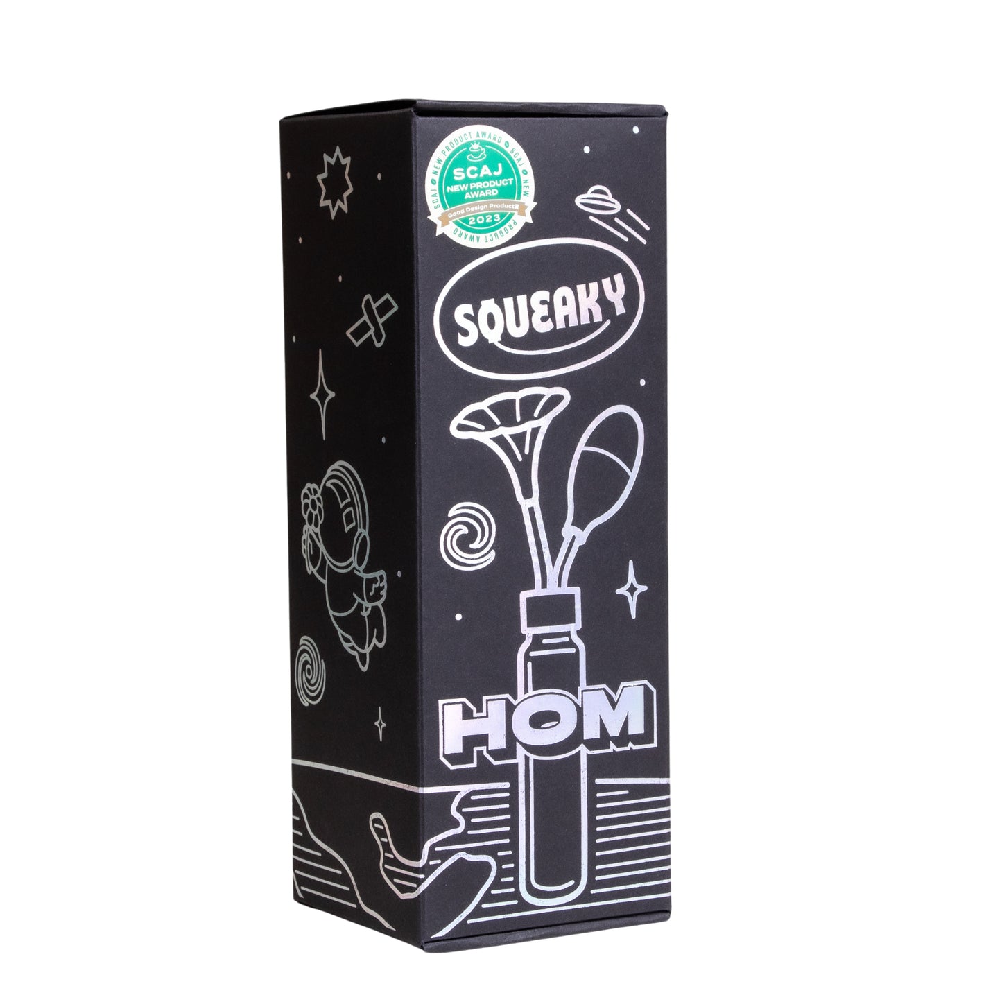 Squeaky HOM Coffee Aroma Display Tool showing the sleek design and easy-to-use features