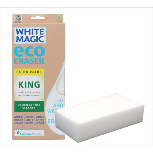 White Magic Eco Eraser, a non-toxic and eco-friendly cleaning product, removes tough stains and dirt without harsh chemicals, making it safe for the environment and your home