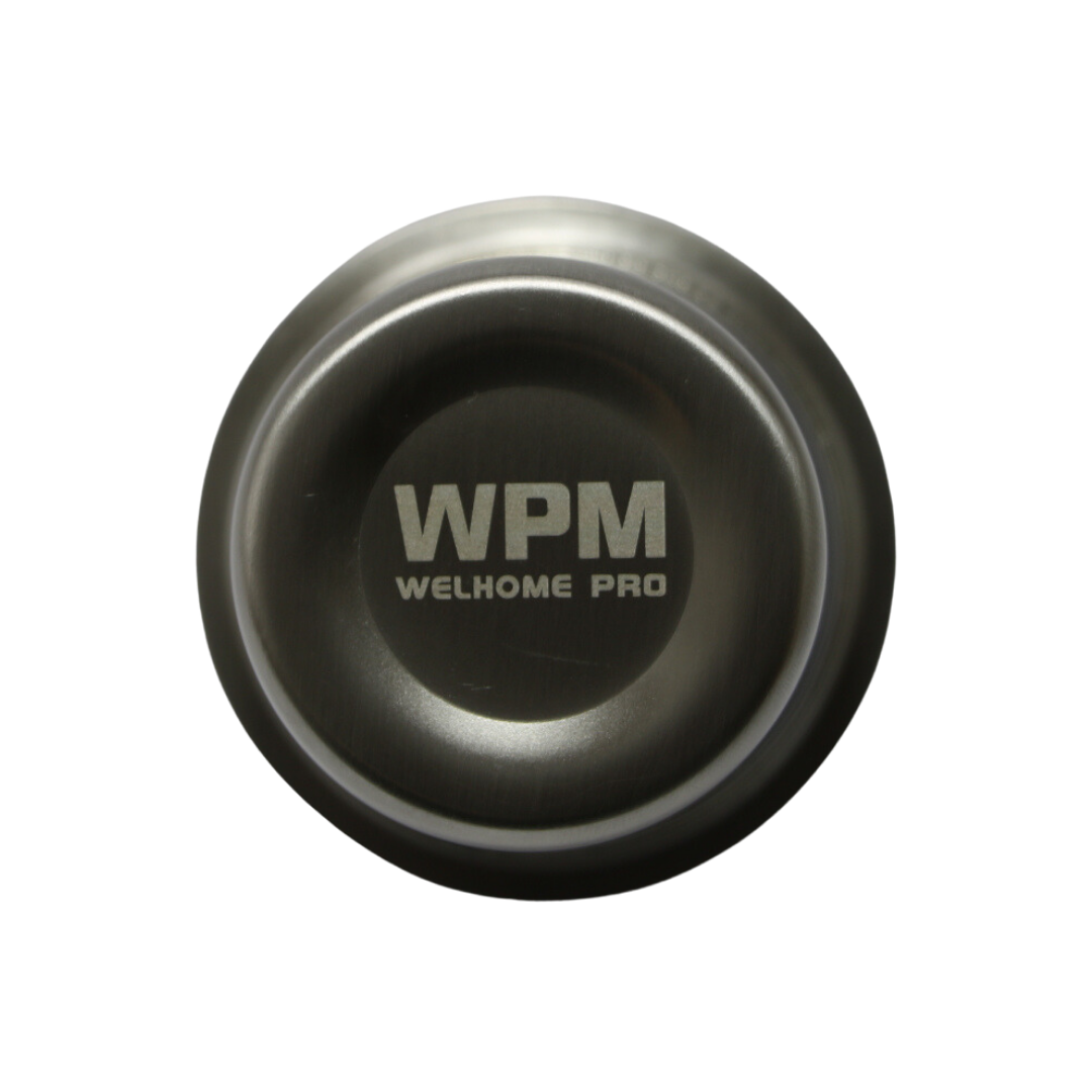 Transparent plastic WPM dosing cup with measurement markings for accurate dispensing